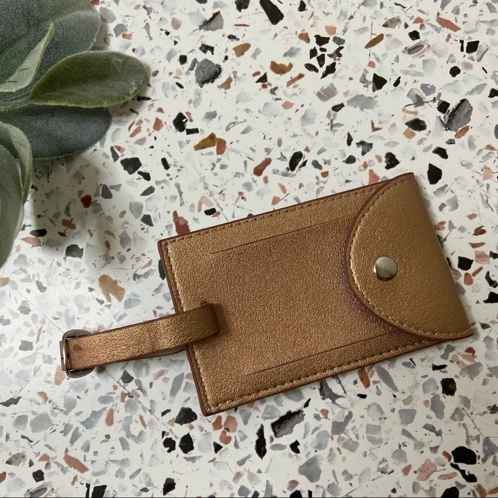 Luggage Tag Rose Gold Travel Vacation accessories UNDERSTATED LEATHER - Picture 2 of 12